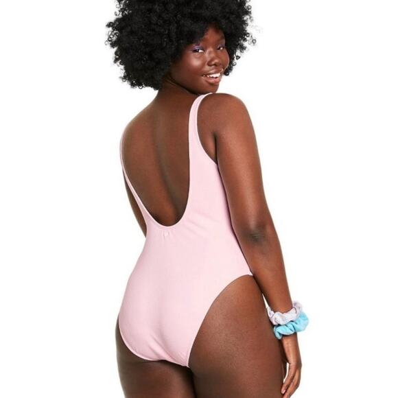Stoney Clover x Target Pink Ribbed One Piece Cheeky High Leg Swimsuit XS 0 2 new - Picture 8 of 14